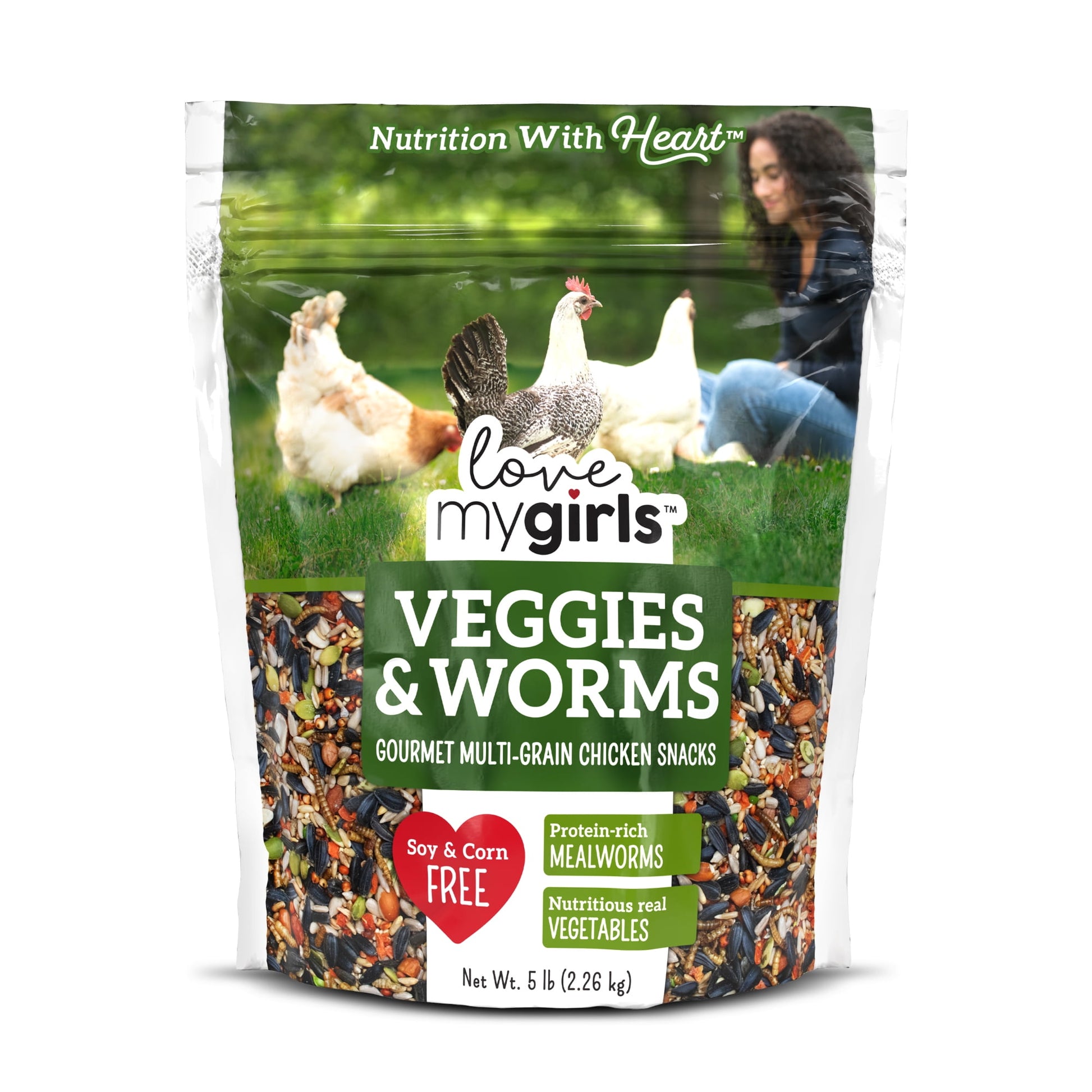 Love My Girls Veggies & Worms Gourmet Multi-Grain Chicken Treats, 5 lb. Bag, 1-Pack