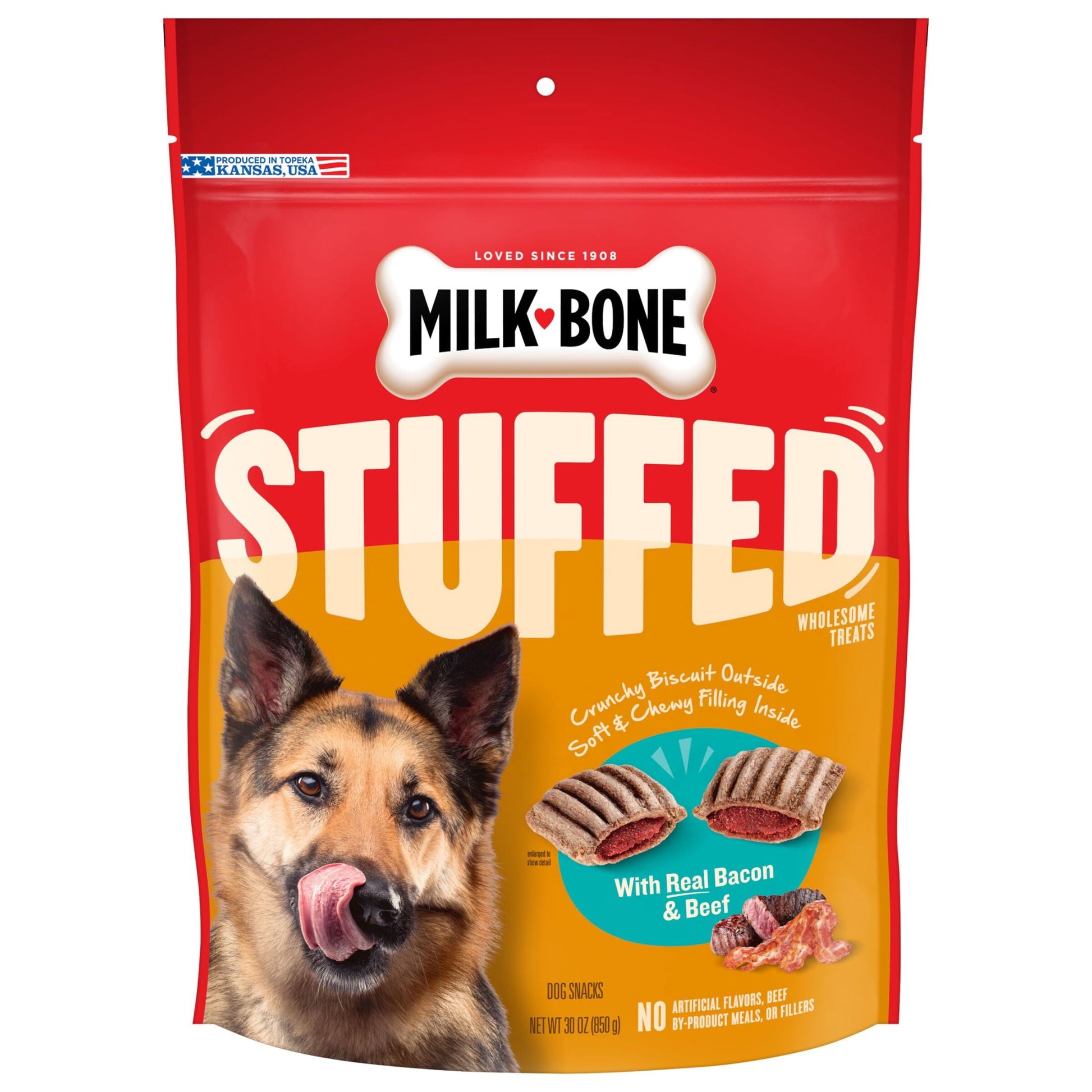 Milk Bone Stuffed Dog Biscuits With Real Bacon & Beef 30 oz