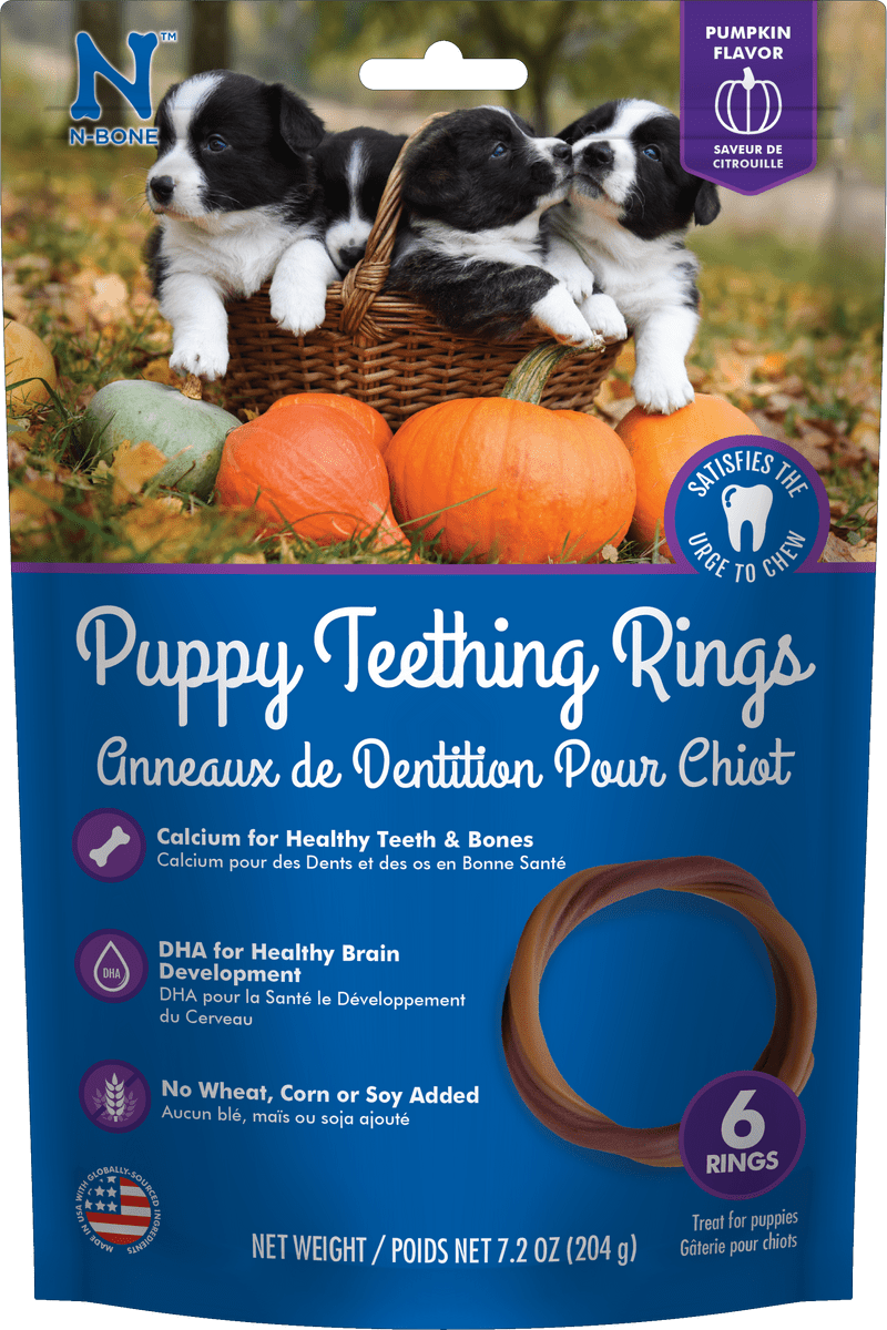N-Bone N-Bone Puppy Teething Ring - Pumpkin Flavor Puppy Teething Ring - 3.5" Diameter (6 Count)