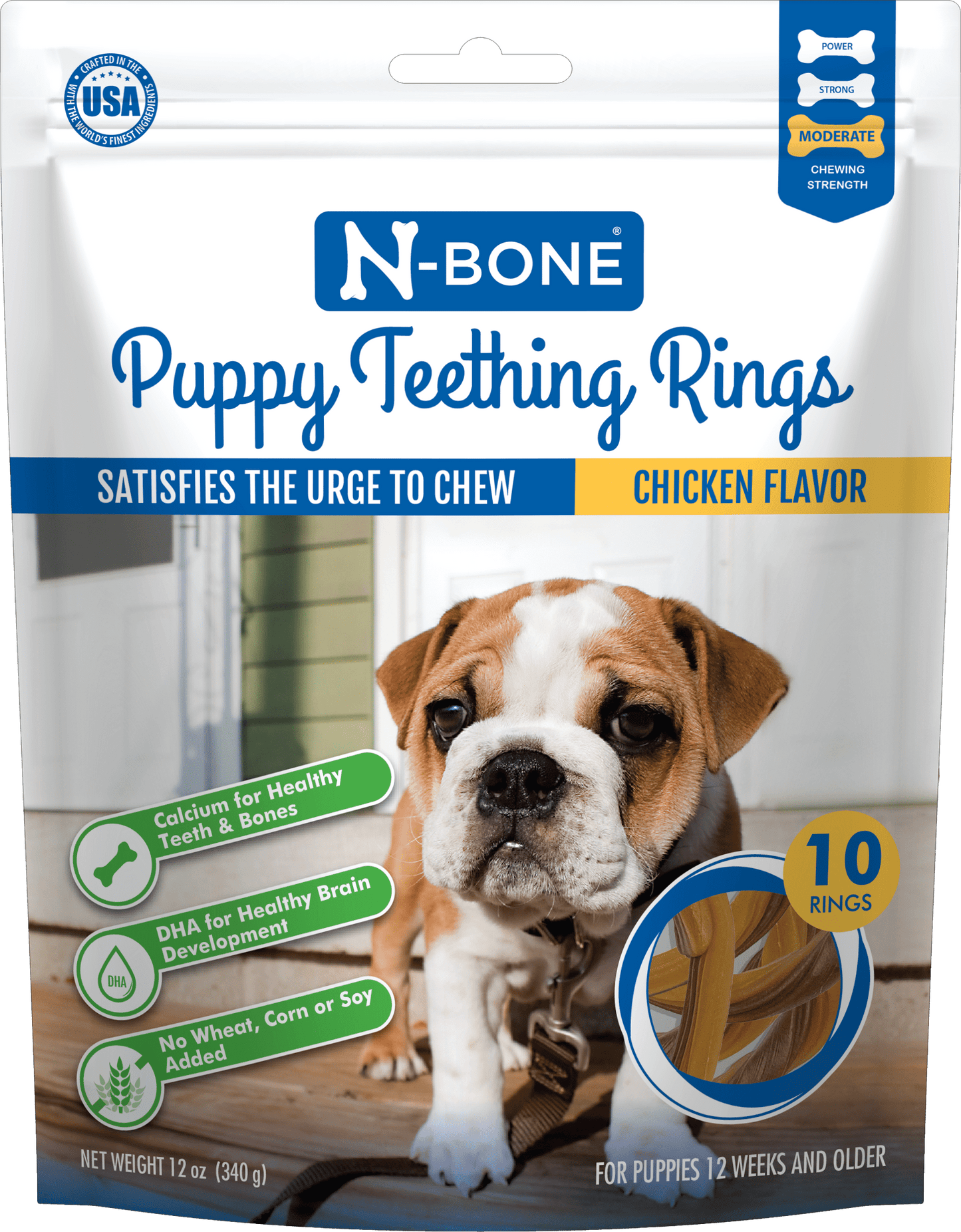 N-Bone® Puppy Teething Rings Chicken Flavor, 10 Treats, 12 oz, Dried Chew Treats for Dogs