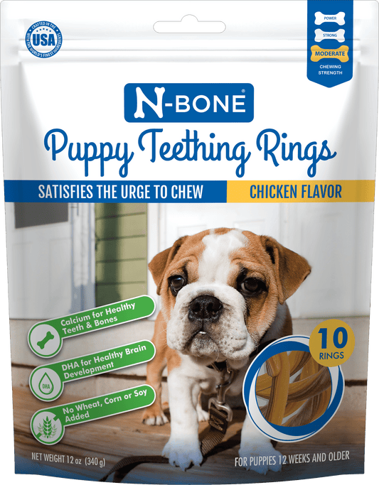 N-Bone® Puppy Teething Rings Chicken Flavor, 10 Treats, 12 oz, Dried Chew Treats for Dogs