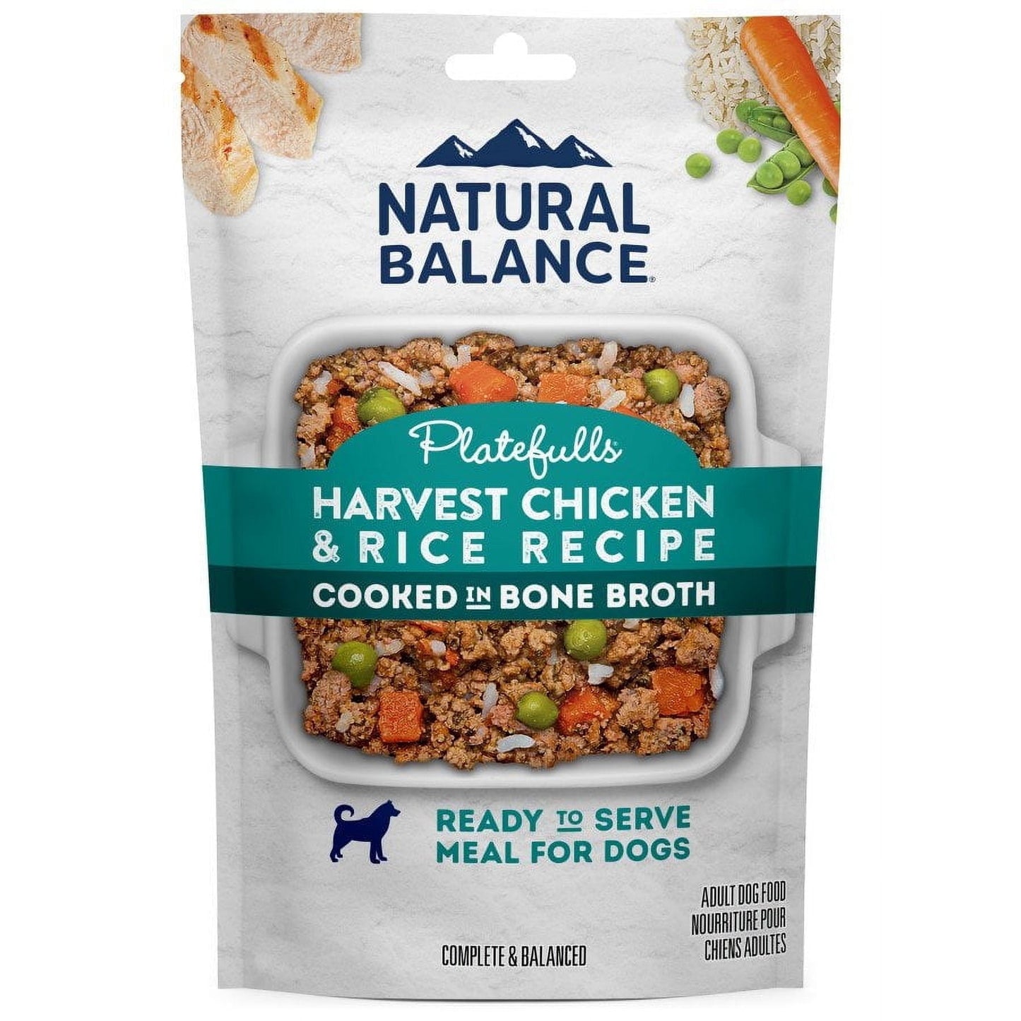 Natural Balance Pet Foods Original Ultra Platefulls Wet Dog Food Pouch Harvest Chicken & Rice Recipe, 9 OZ  1 PK