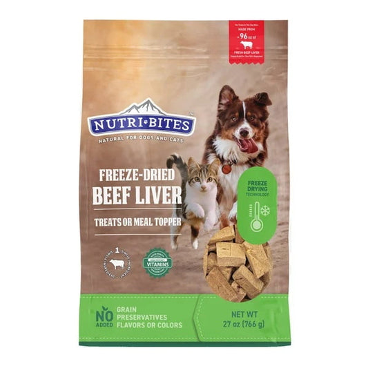 Nutribites Beef Liver Dog & Cat Treats, Freeze Dried, 27 Ounce