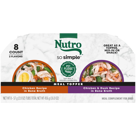 Nutro So Simple Chicken And Chicken & Duck Recipes Wet Dog Food, 2 Oz Trays, Variety Pack Of 8