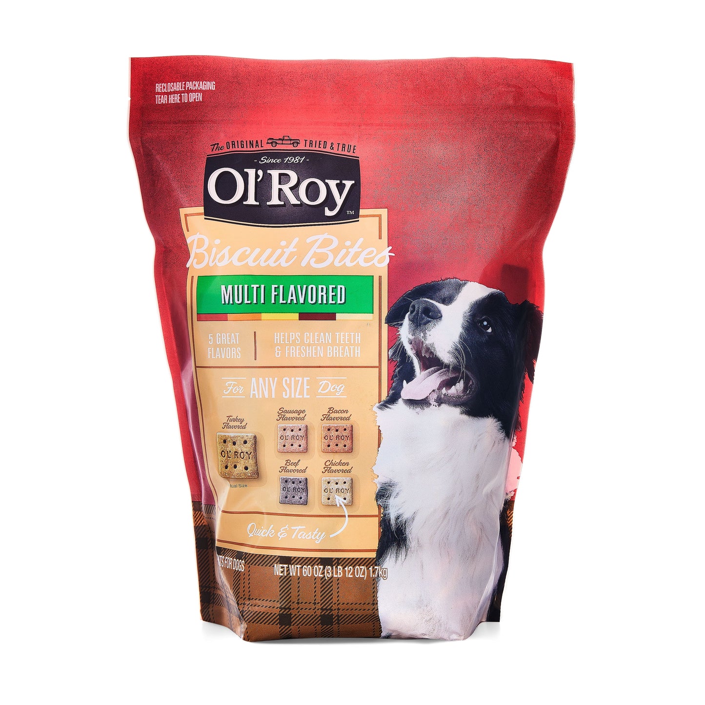 Ol' Roy Multi Flavored Snap Biscuits, Dry, 60 oz Pouch