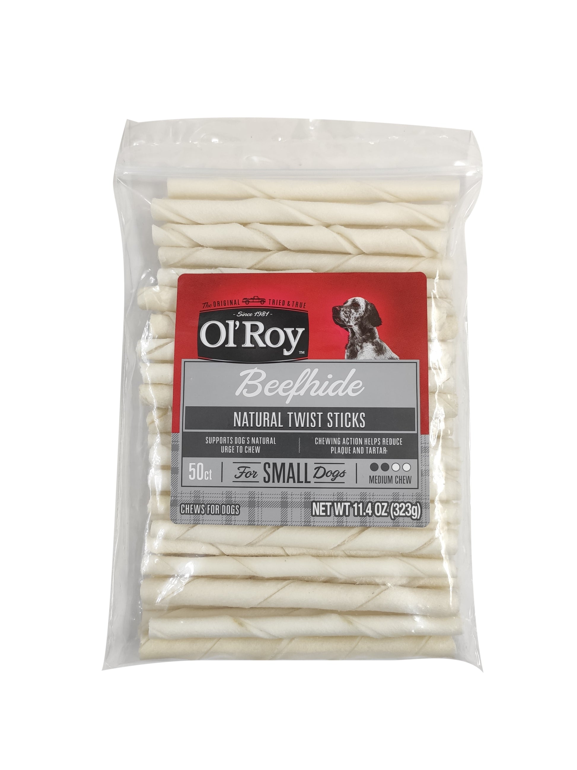 Ol Roy Rawhide Sticks Natural Beefhide, Chews for Dogs, 5", 11.4 oz, 50 Count, Dry