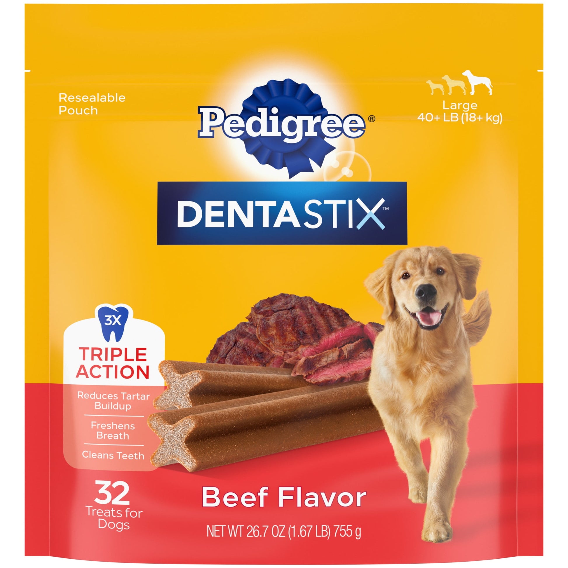 Pedigree Dentastix Bacon Flavor, Large Dog Treats, 1.67 Lb. Bag