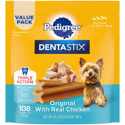 Pedigree Dentastix Original Flavor, Toy & Small Breed Dog Treats, 1.63 Lb. Bag
