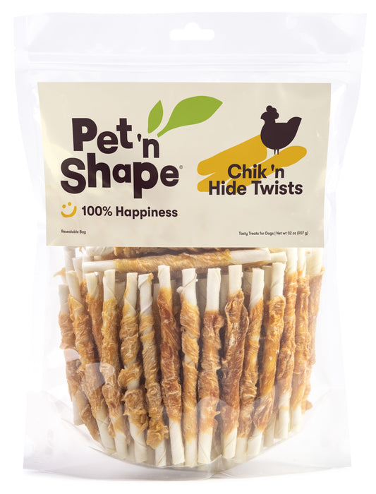 Pet 'n Shape Hide Twists – Chicken Wrapped Rawhide Dog Treats - Small Twist - 2 Pounds