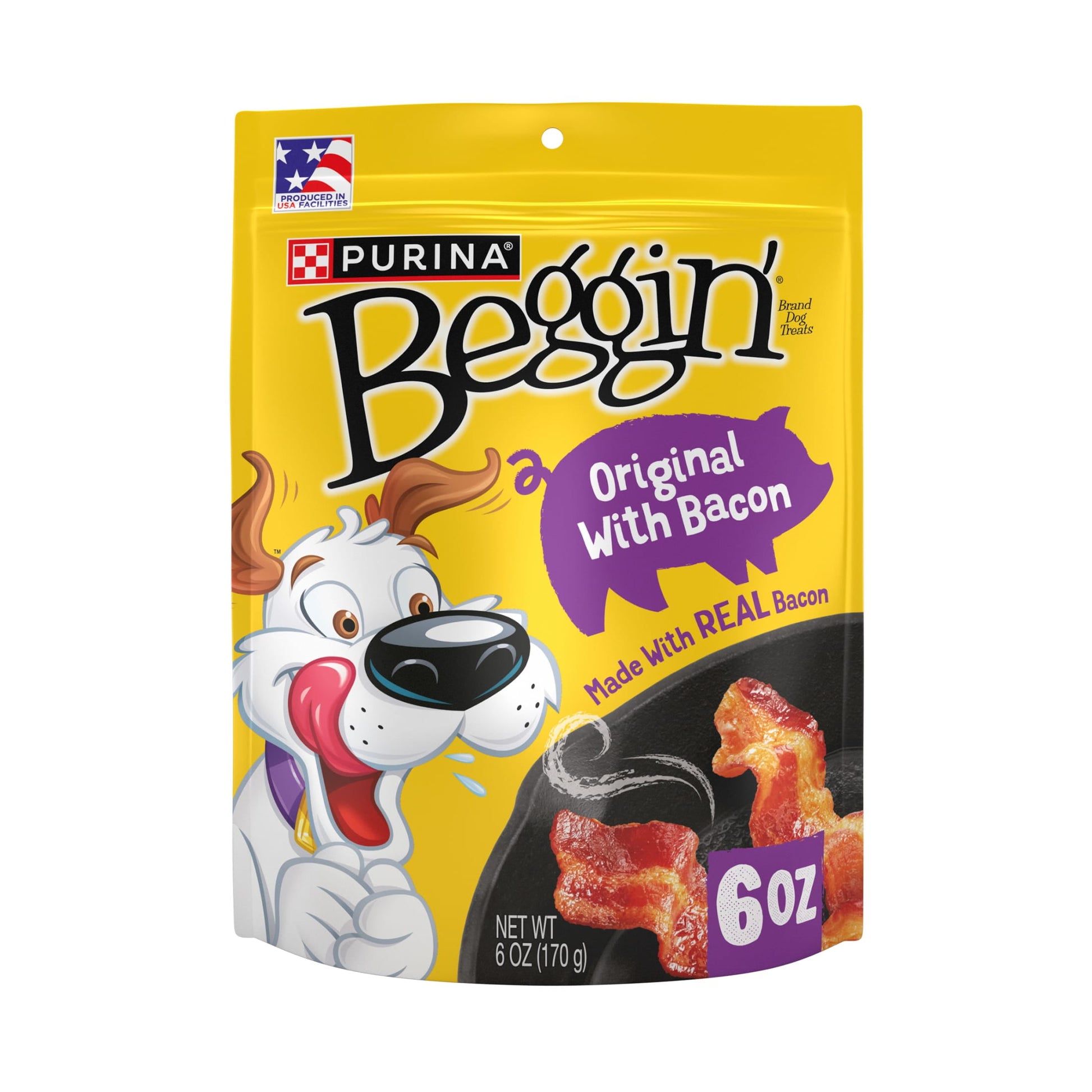 Purina Beggin' Strips Dog Treat Chews, Original with Real Bacon Snacks, 6 oz Pouch