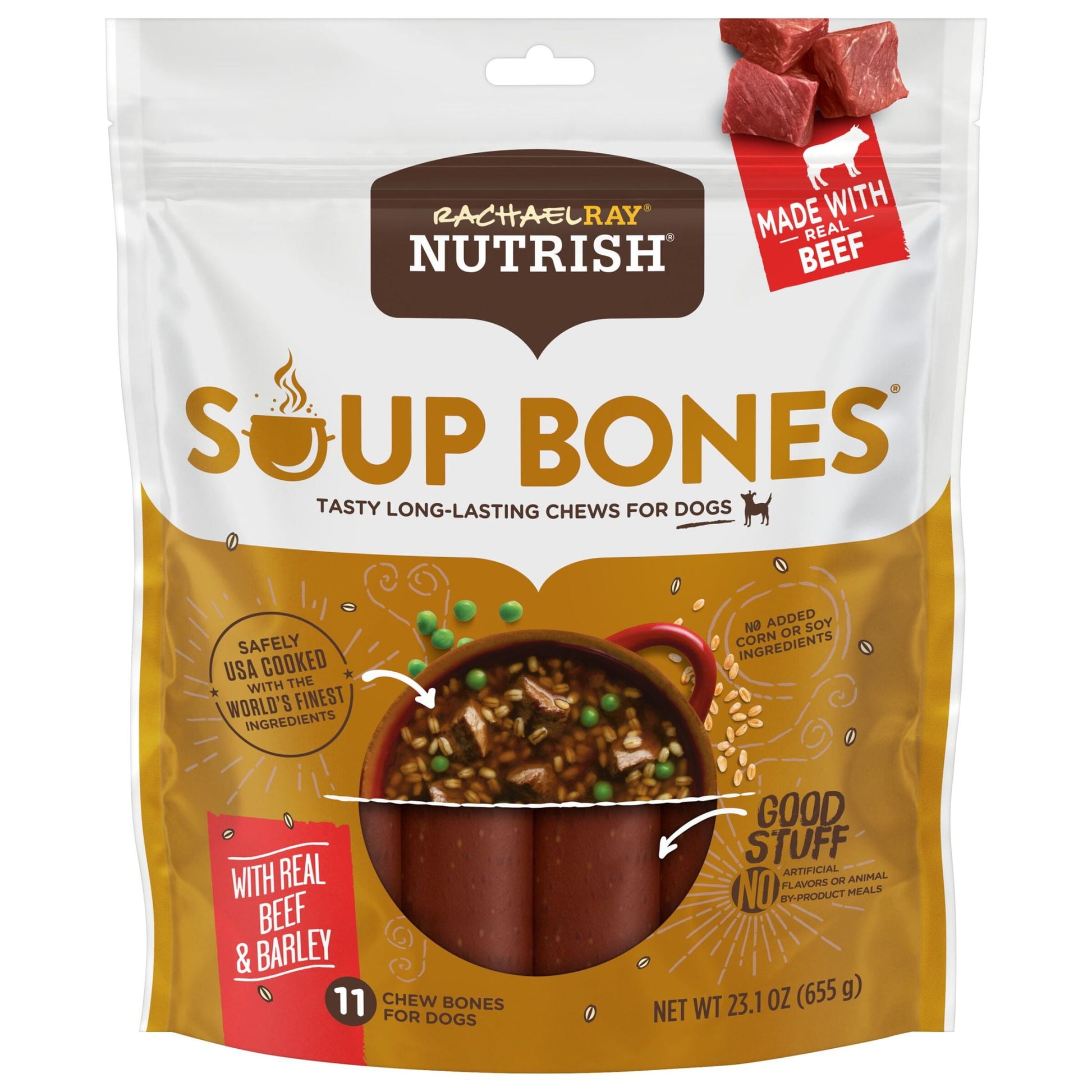 Rachael Ray Nutrish Soup Bones with Real Beef & Barley, 11 Dry Dog Chews