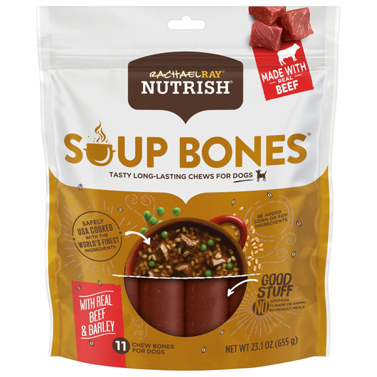 Rachael Ray Nutrish Soup Bones with Real Beef & Barley, 11 Dry Dog Chews