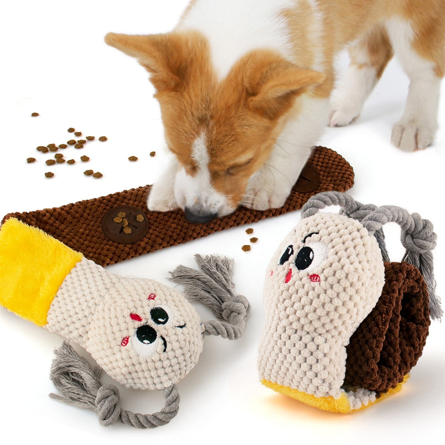 Simuch Dog Sniffing Toy, Dog Enrichment Toys, Treat Dispensing Squeaky Crinkle Snuffle Smart Dog Toy, Durable Plush Toys for Large Medium Small Dog