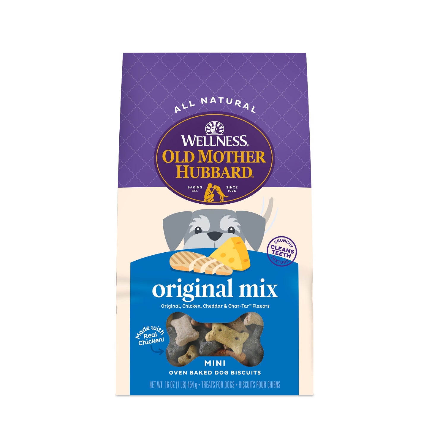 Wellness Old Mother Hubbard Classic Original Mix Baked Biscuit Treats for Dogs, Mini 16 Ounce Bag