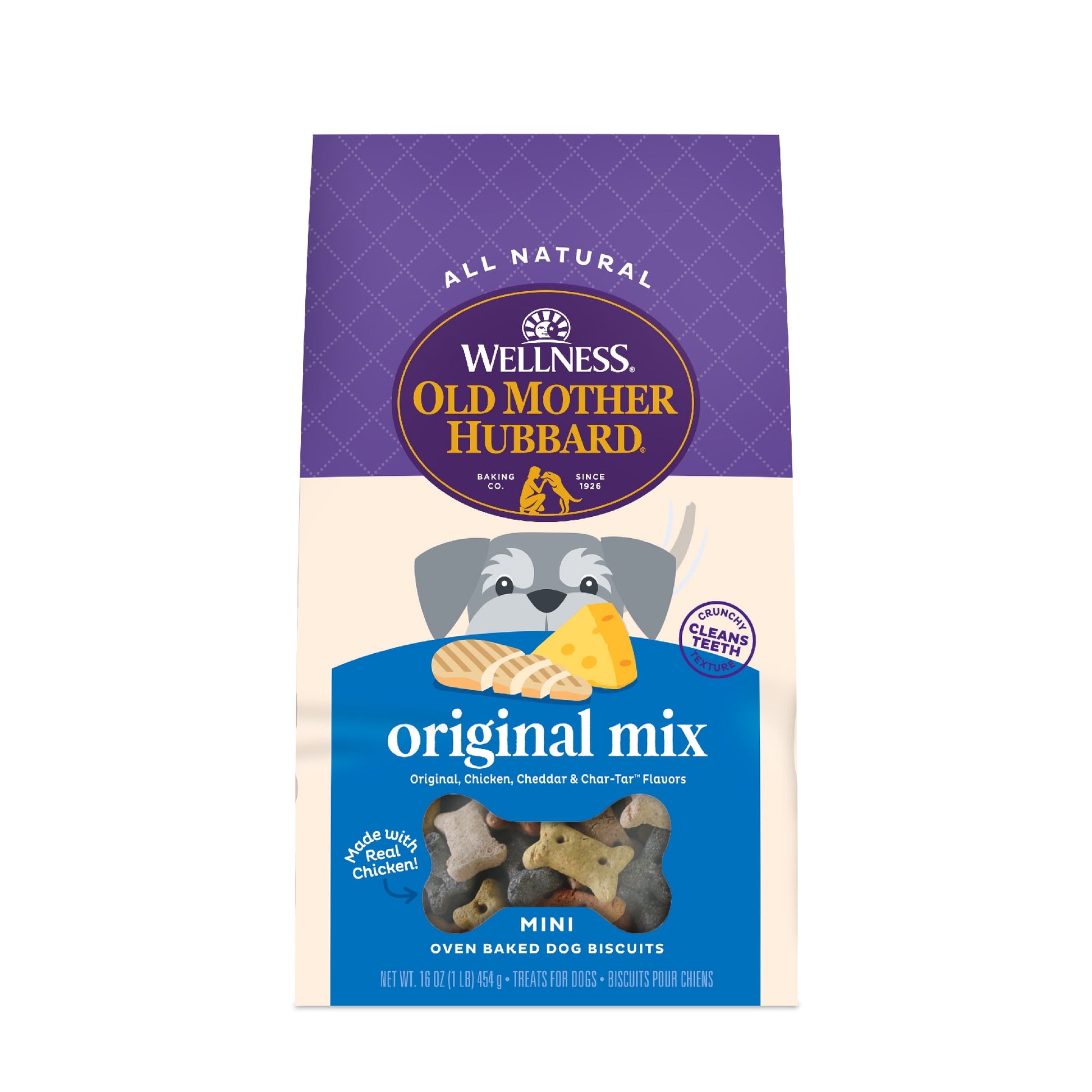 Wellness Old Mother Hubbard Classic Original Mix Baked Biscuit Treats for Dogs, Mini 16 Ounce Bag