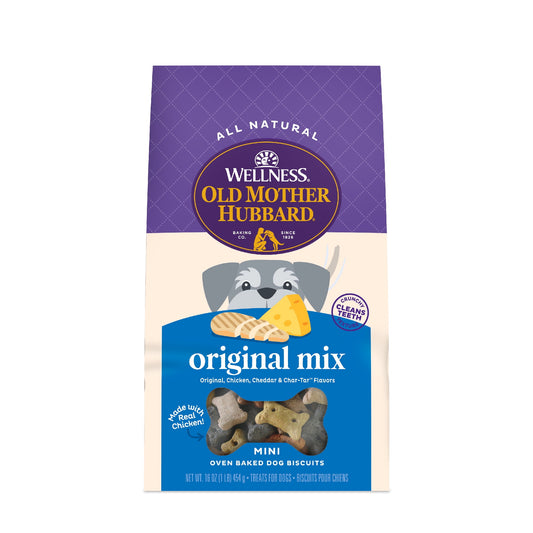 Wellness Old Mother Hubbard Classic Original Mix Baked Biscuit Treats for Dogs, Mini 16 Ounce Bag