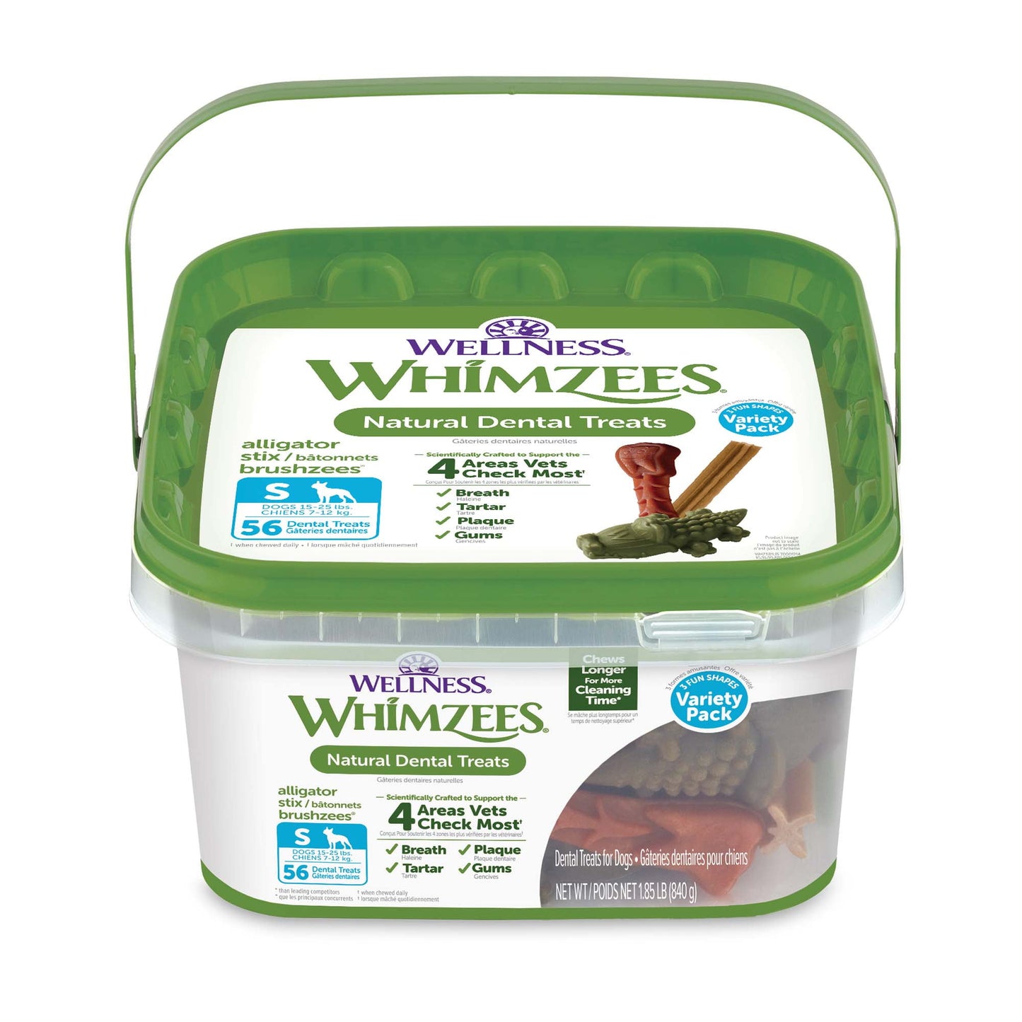 Wellness WHIMZEES Variety Box Natural Grain Free Dental Chews for Dogs, Small Breed, 56 count