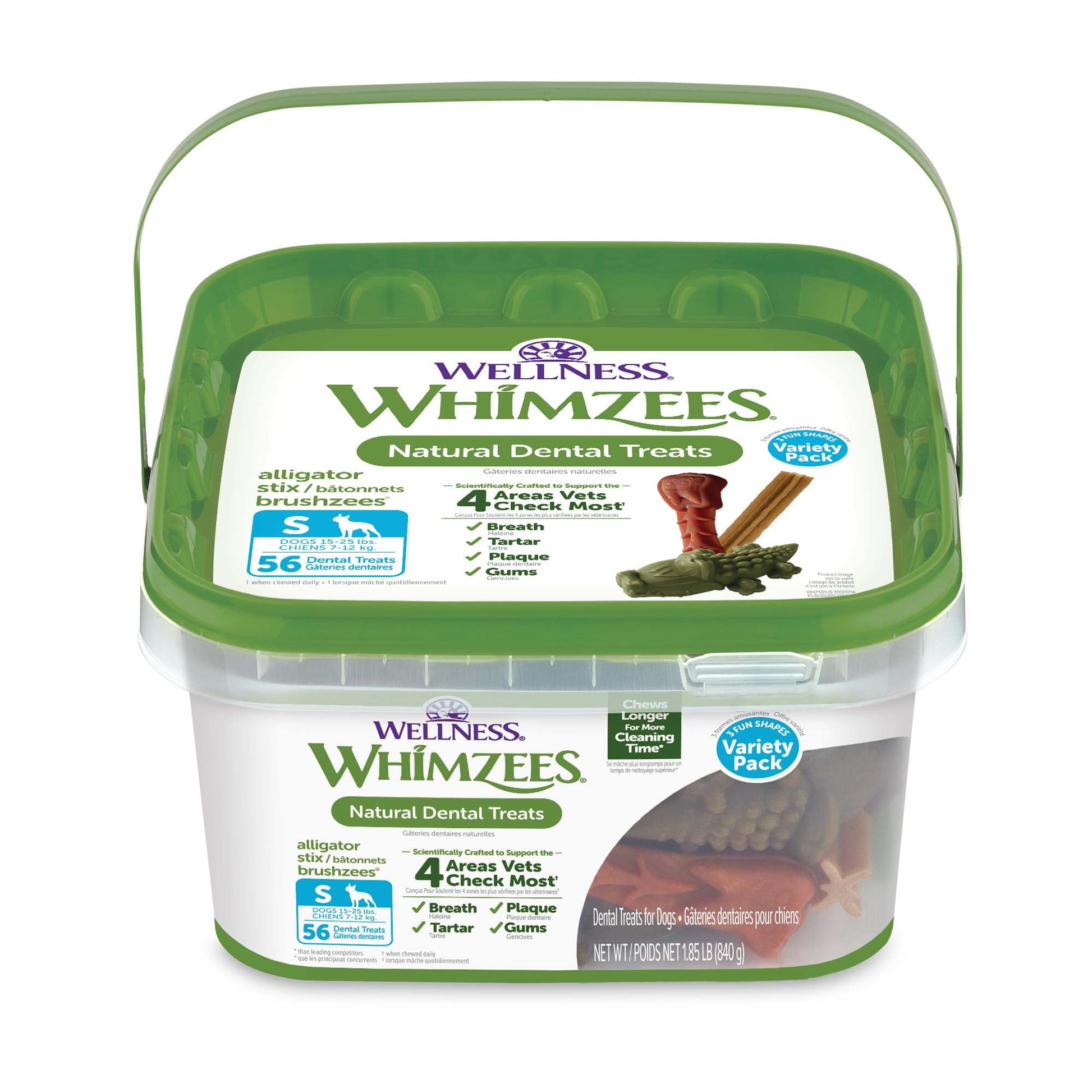 Wellness WHIMZEES Variety Box Natural Grain Free Dental Chews for Dogs, Small Breed, 56 count