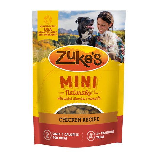Zuke's Mini Naturals Soft Dog Training Treats, Real Chicken Recipe Tender Chews, 6 oz Pouch