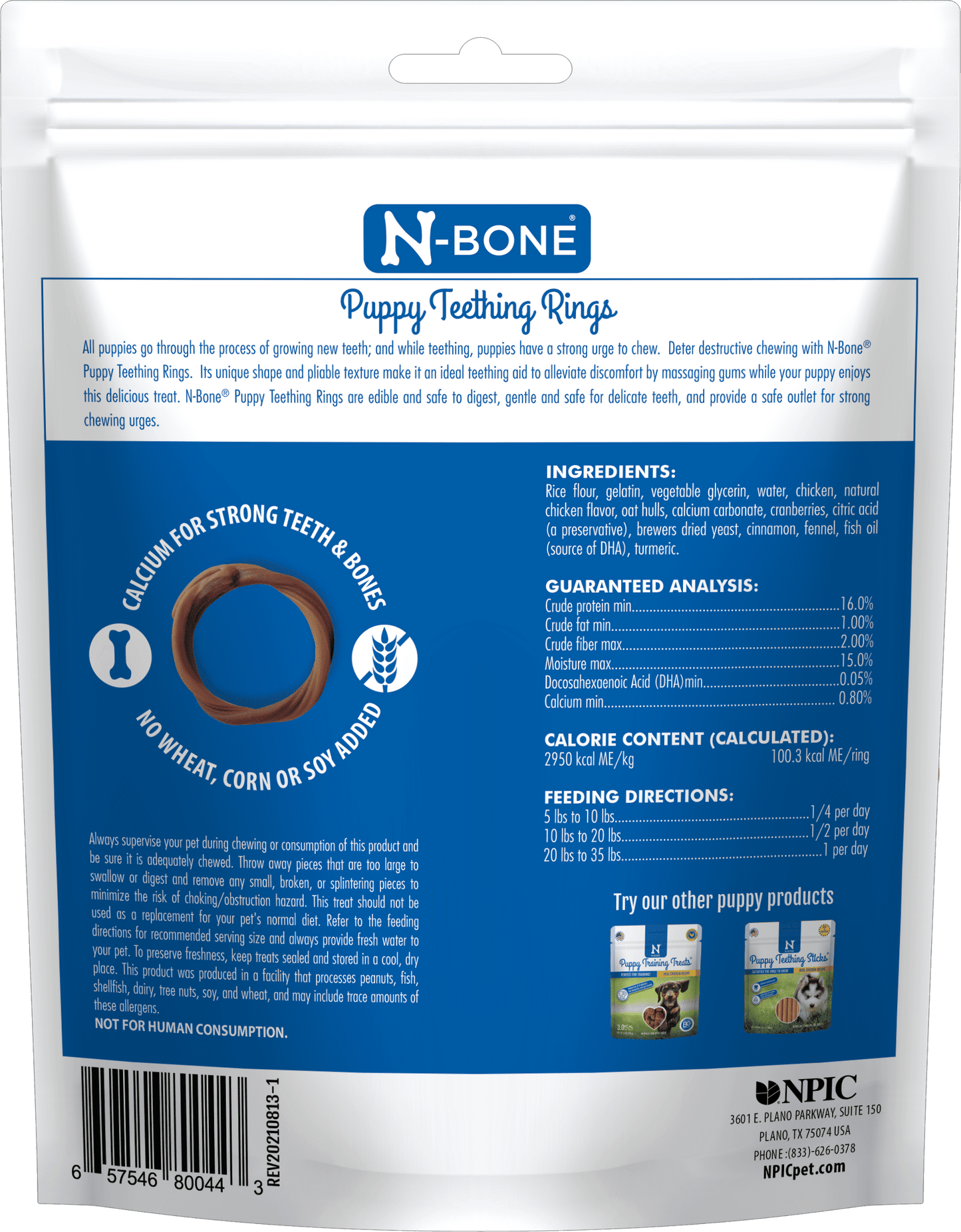 N-Bone® Puppy Teething Rings Chicken Flavor, 10 Treats, 12 oz, Dried Chew Treats for Dogs
