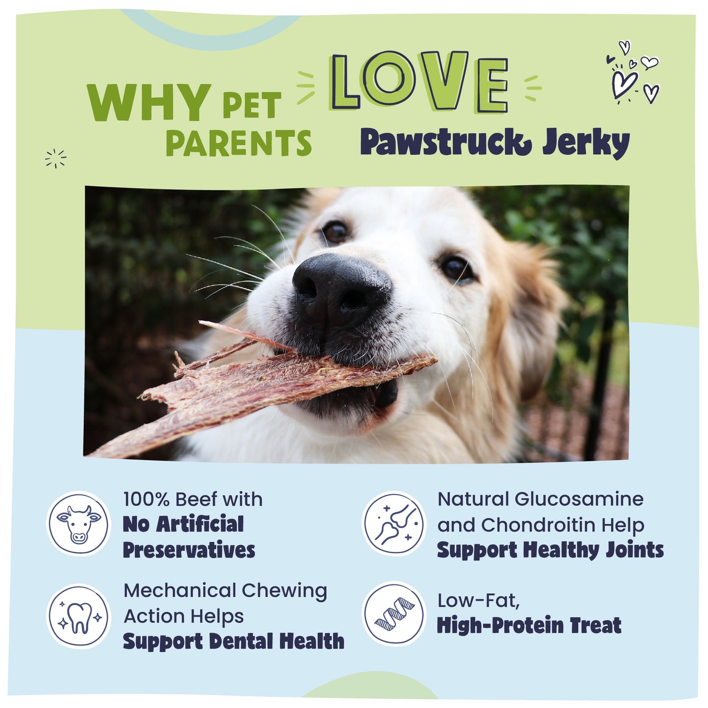 Pawstruck Natural Beef Jerky Dog Chew Treats, Single Ingredient, 6 Count