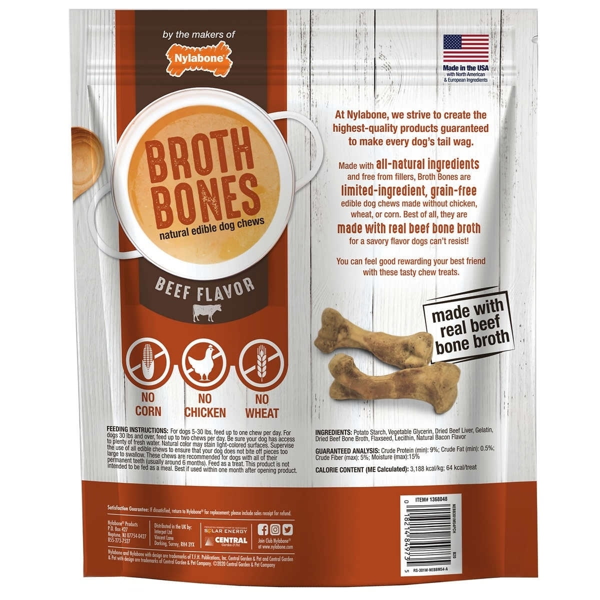Nylabone Broth Bones Natural Edible Dog Chews (54 Count)