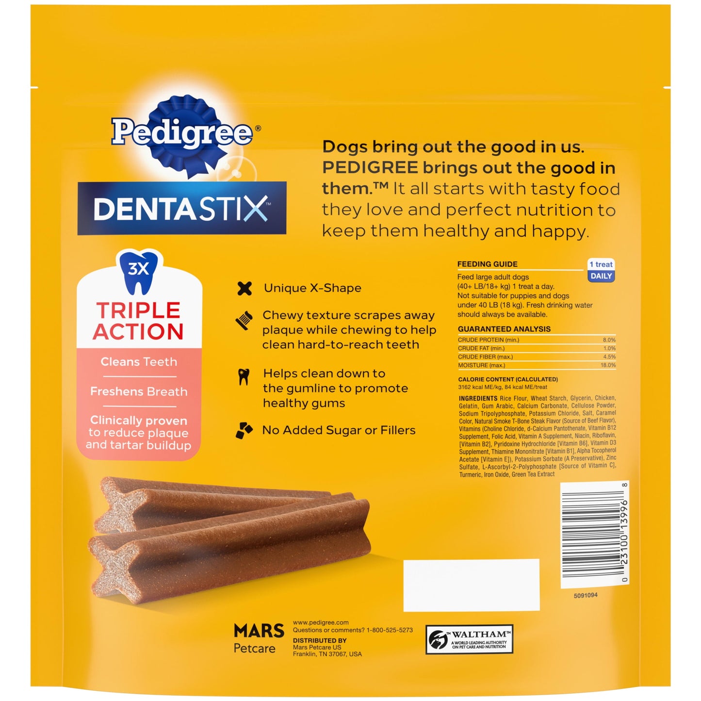 Pedigree Dentastix Bacon Flavor, Large Dog Treats, 1.67 Lb. Bag