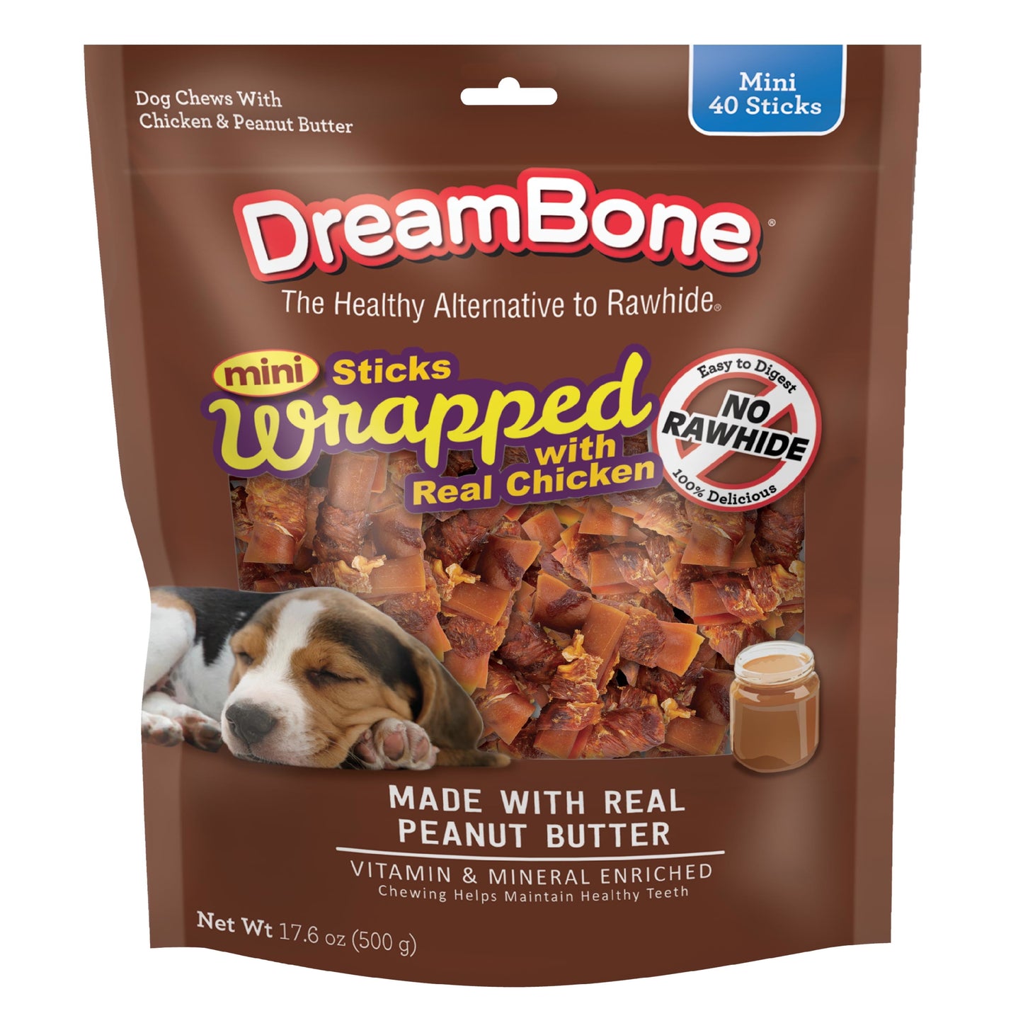 (3 pack) DreamBone Mini Sticks Wrapped with Real Chicken, Rawhide Free Chews for Dogs, 40 Count