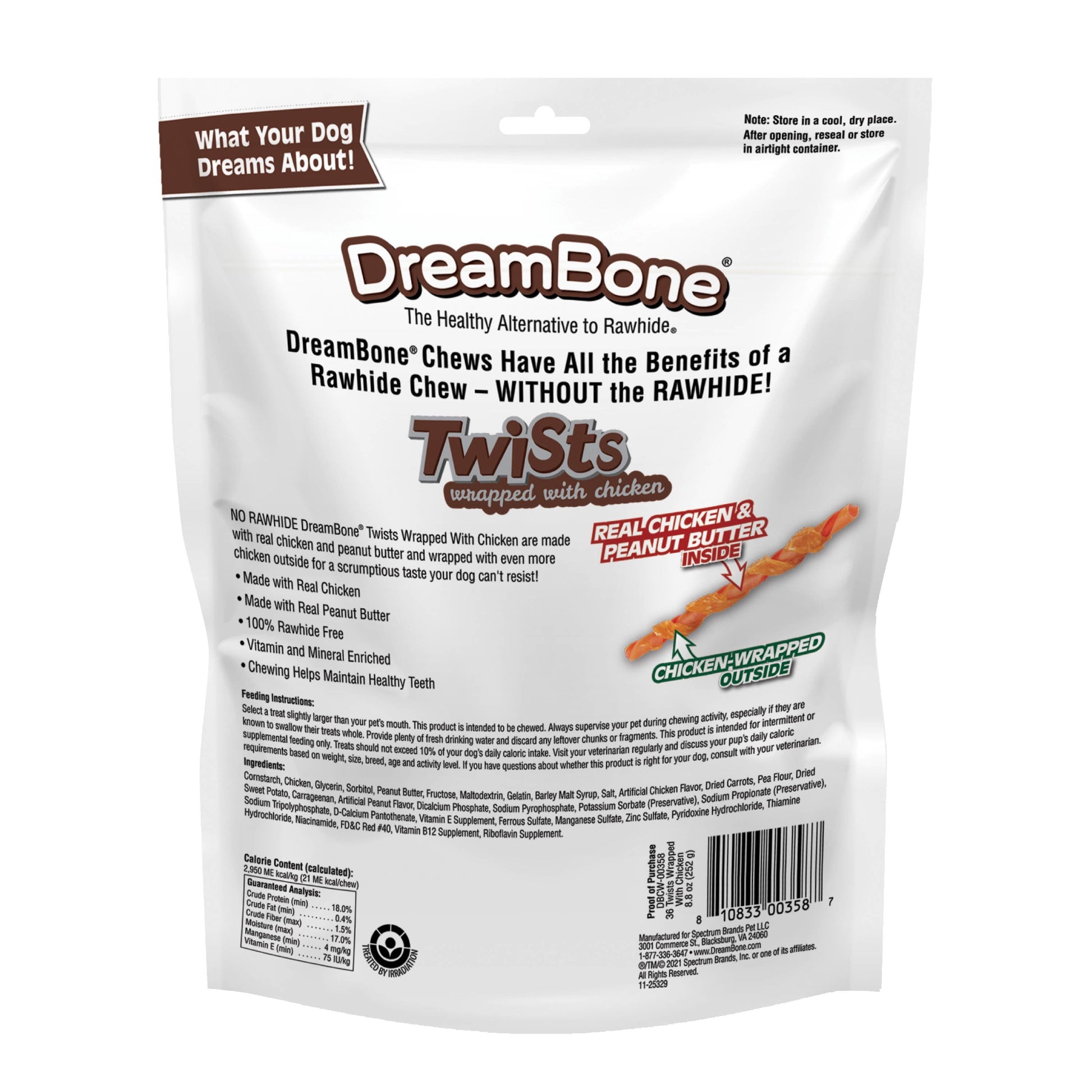 (2 pack) DreamBone Twists Wrapped With Chicken, Made With Real Peanut Butter, No-Rawhide Chews For Dogs, 36 Sticks
