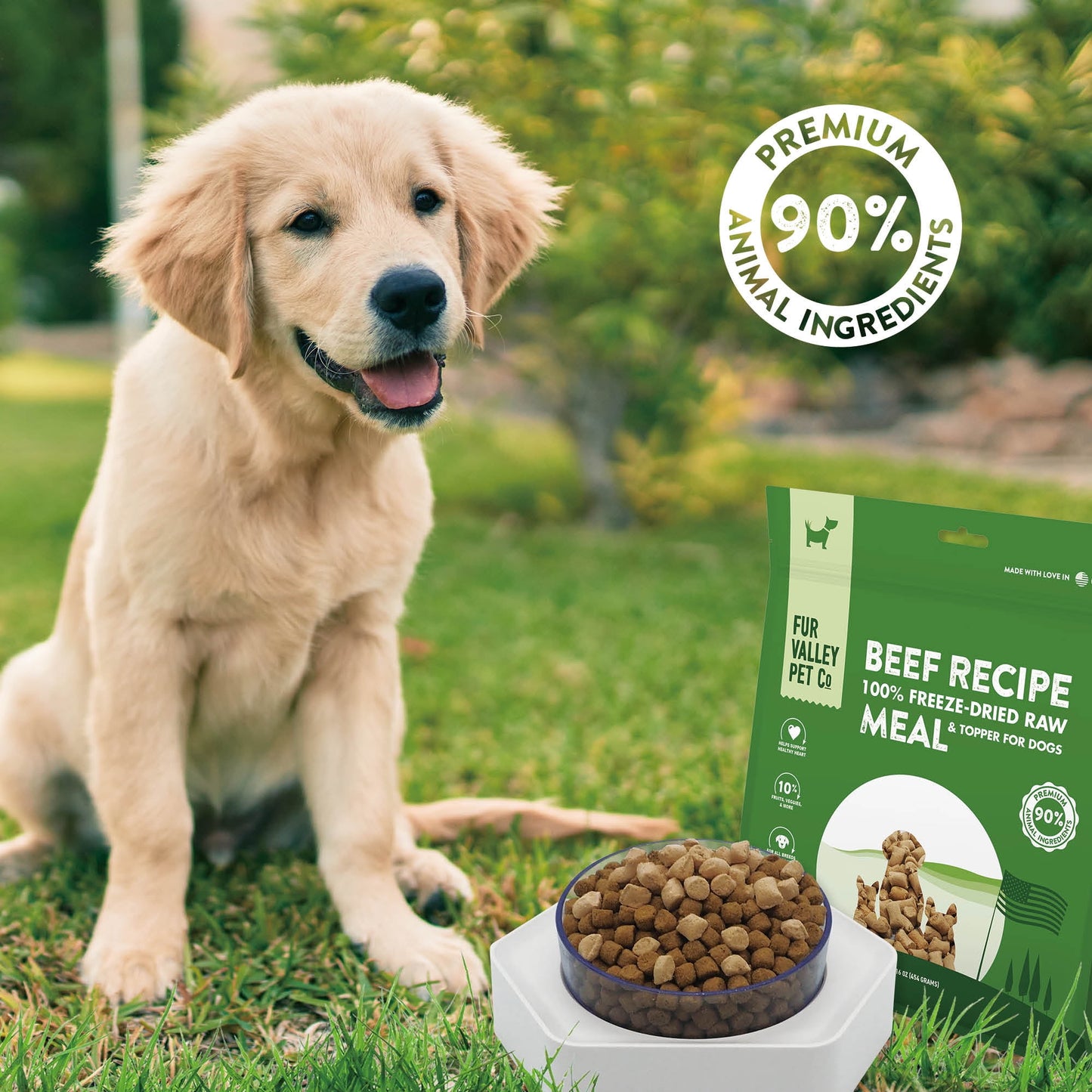 Fur Valley Pet Co. Freeze Dried Beef Recipe Dog Food and Topper, 16 oz. Bag