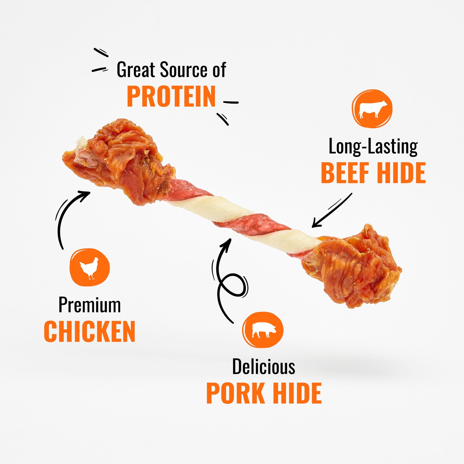 Good ’n’ Fun Triple Flavor Double Pops with Chicken, Rawhide Chews for All Dogs, 12 oz.