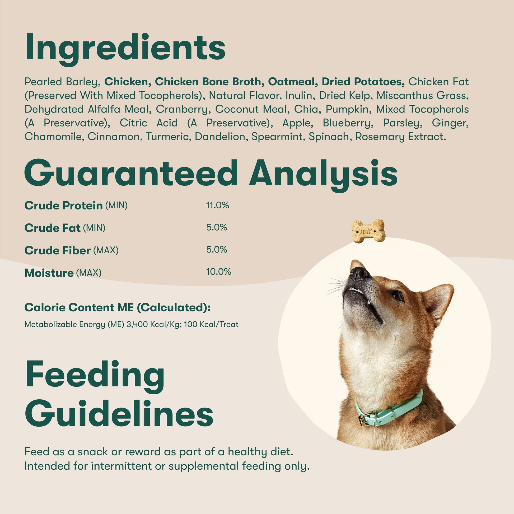 Jinx Chicken Bone Broth Biscuits, Crunchy Dry Dog Treats, 16 oz Bag