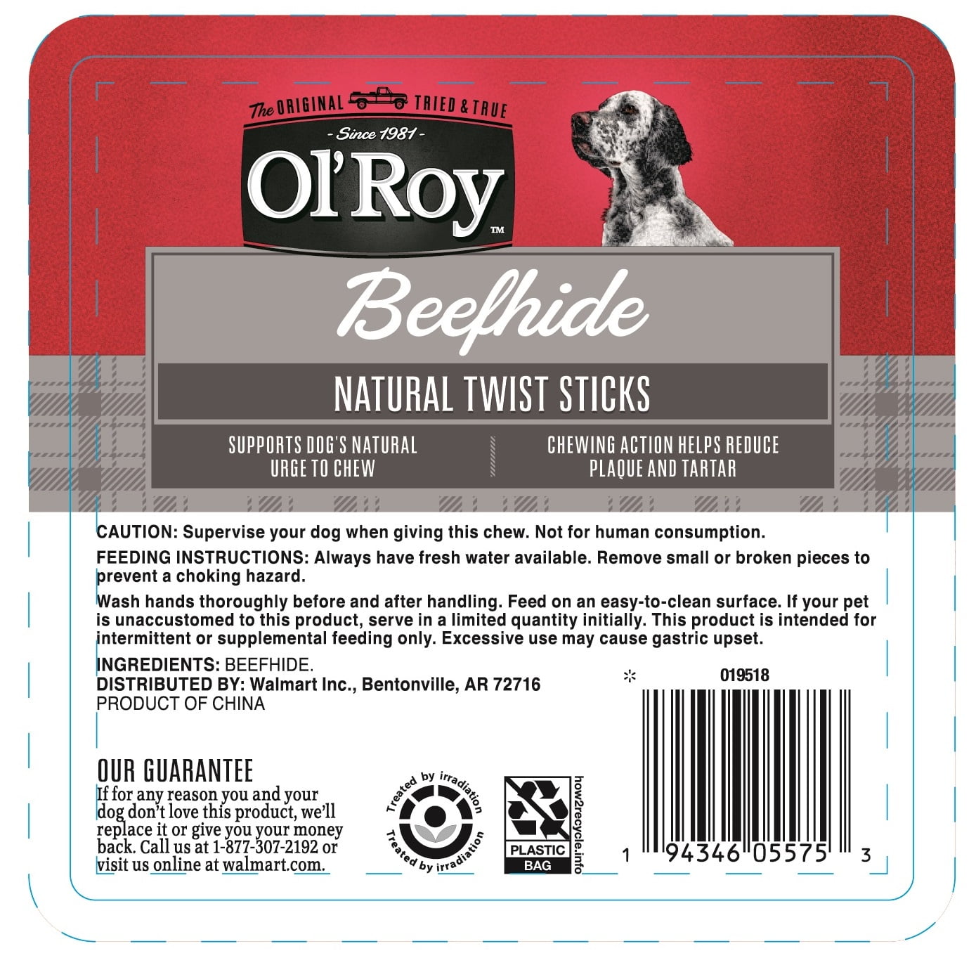 Ol Roy Rawhide Sticks Natural Beefhide, Chews for Dogs, 5", 11.4 oz, 50 Count, Dry