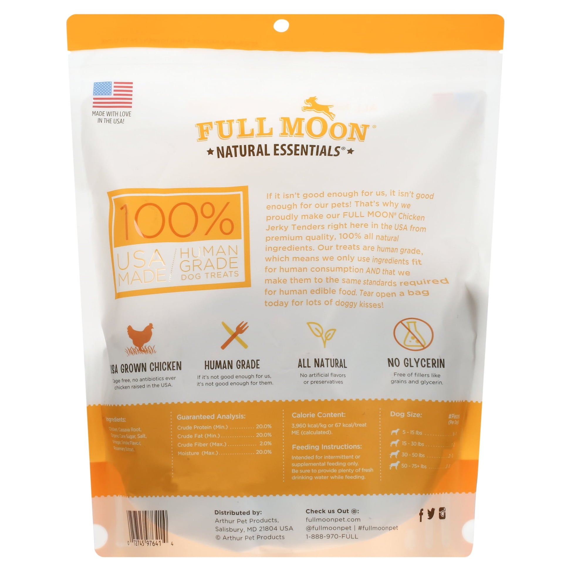 Full Moon All Natural Human Grade Dog Treats, Essential Chicken Jerky Tenders, 24 Ounce