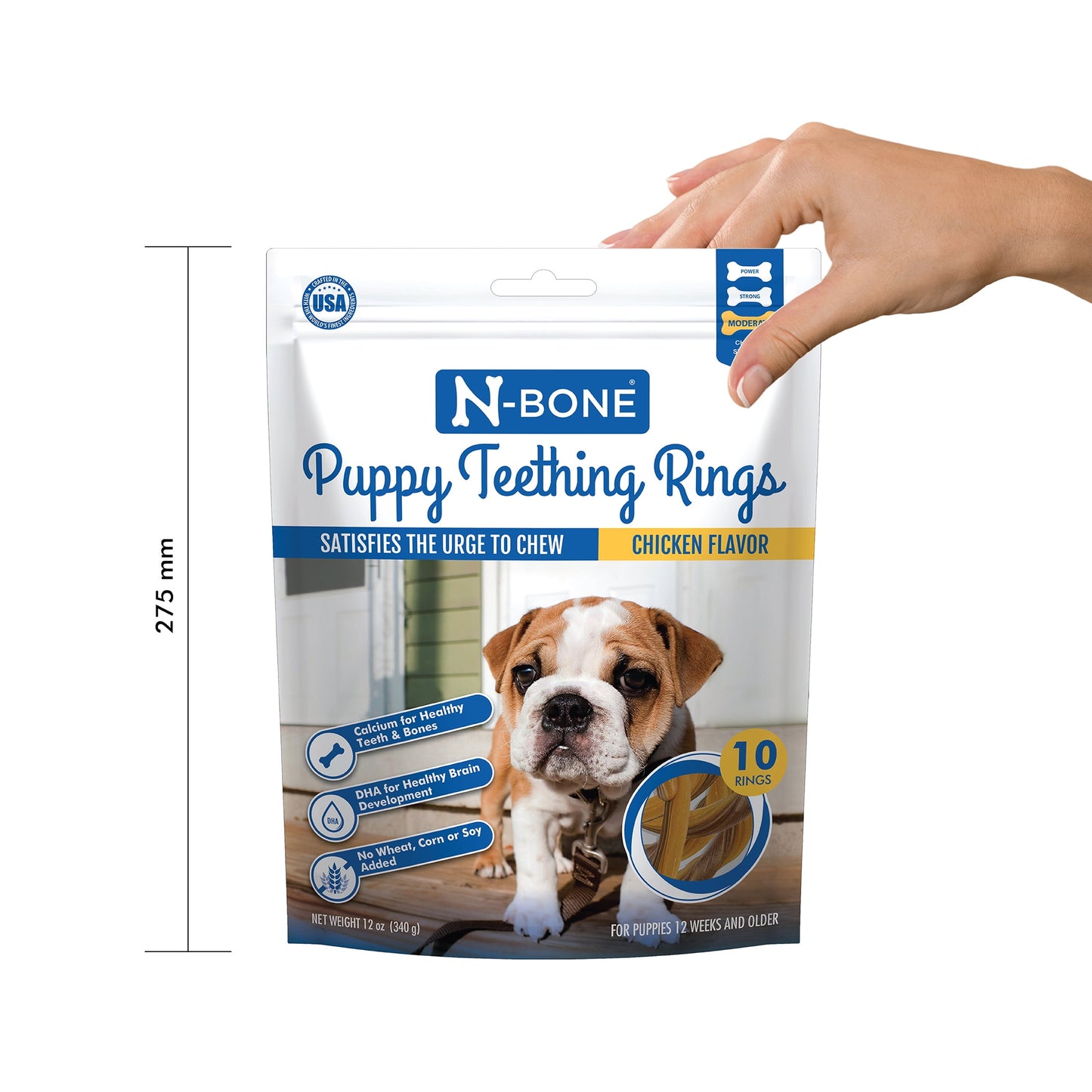 N-Bone® Puppy Teething Rings Chicken Flavor, 10 Treats, 12 oz, Dried Chew Treats for Dogs