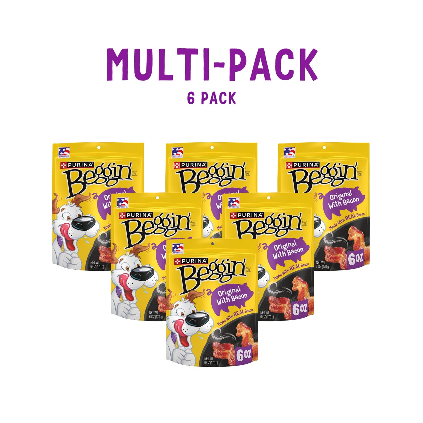 Purina Beggin' Strips Dog Treat Chews, Original with Real Bacon Snacks, 6 oz Pouch