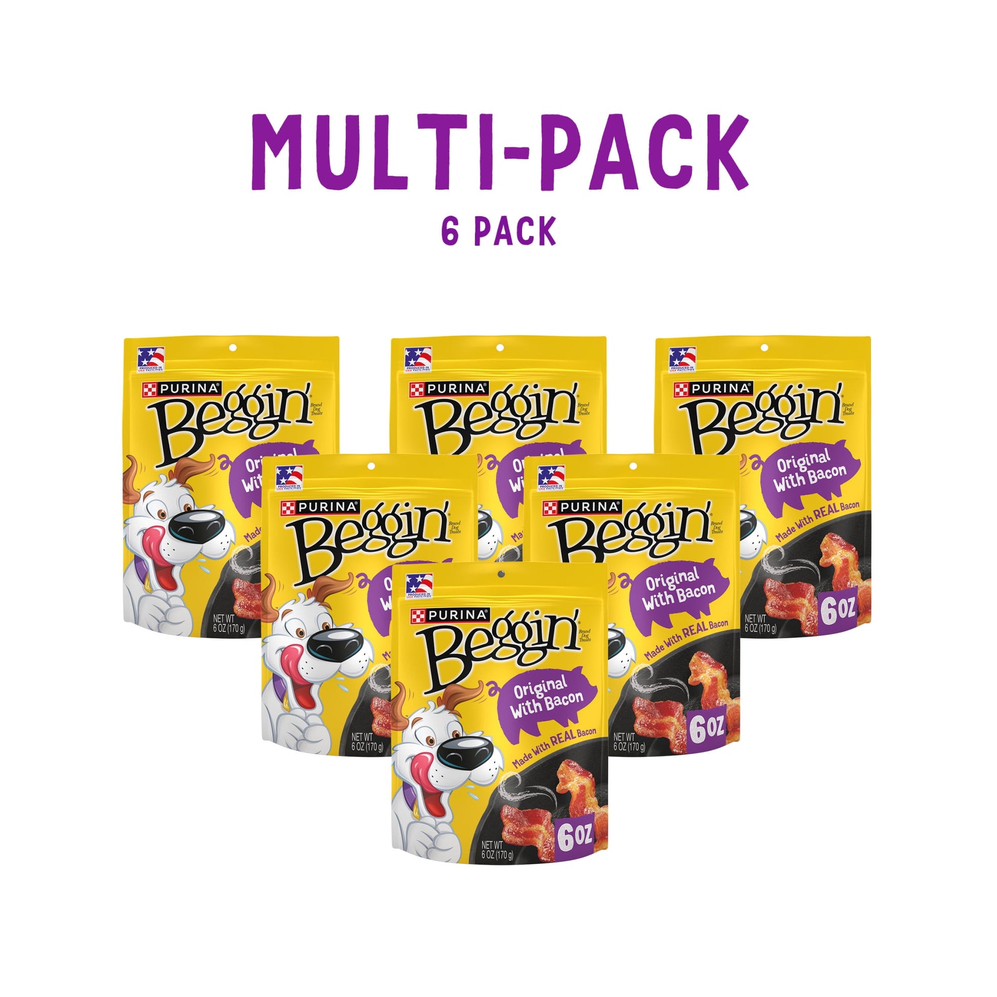 Purina Beggin' Strips Dog Treat Chews, Original with Real Bacon Snacks, 6 oz Pouch