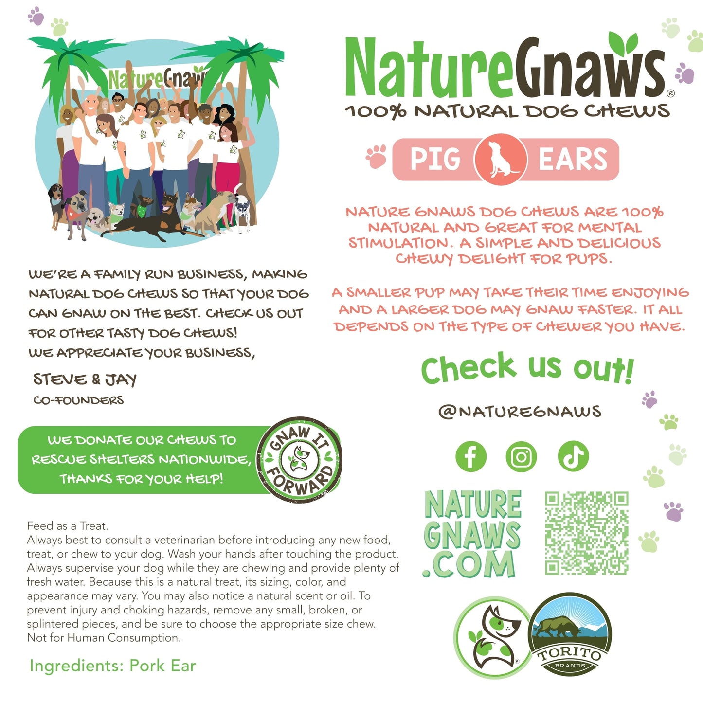 Nature Gnaws Pig Ears, Natural Dog Chew Treats (5 count)
