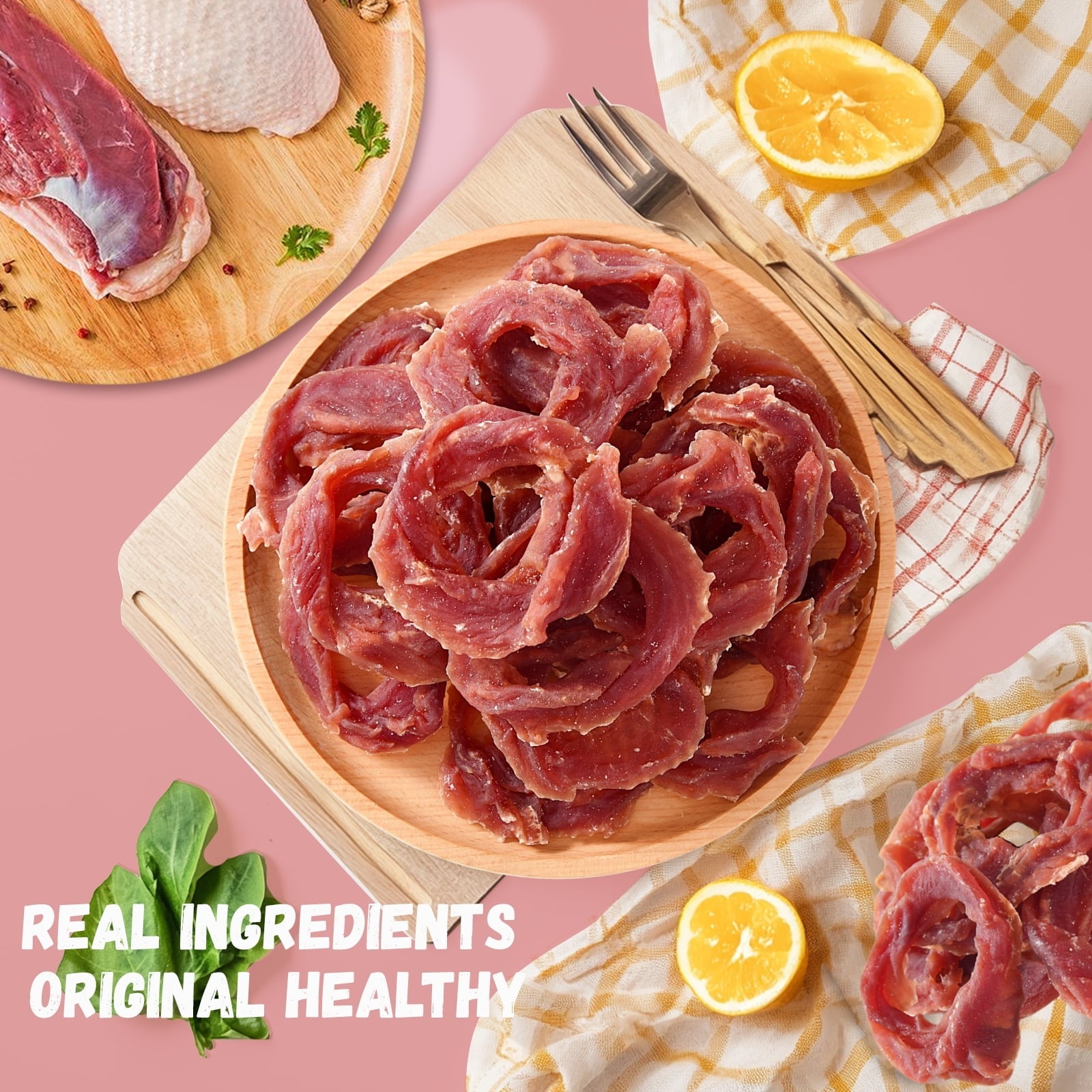 Pawmate Duck Jerky Dog Treats, Duck Jerky Rings for All Dogs, 23ct Packet