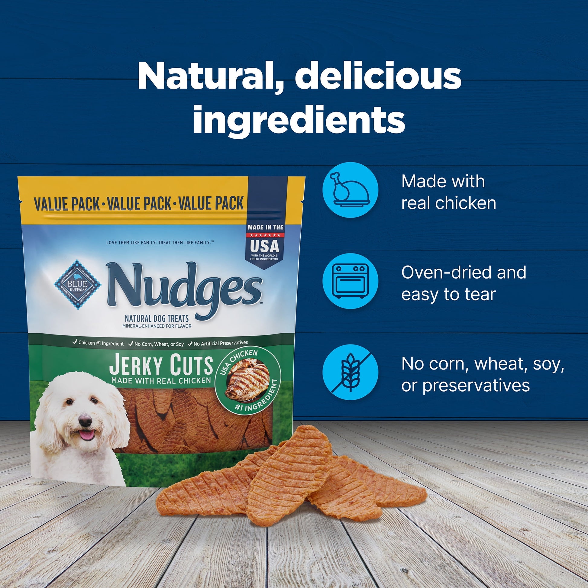 Blue Buffalo Nudges Jerky Cuts Dog Treats Made with Real Chicken, 36-oz. Bag