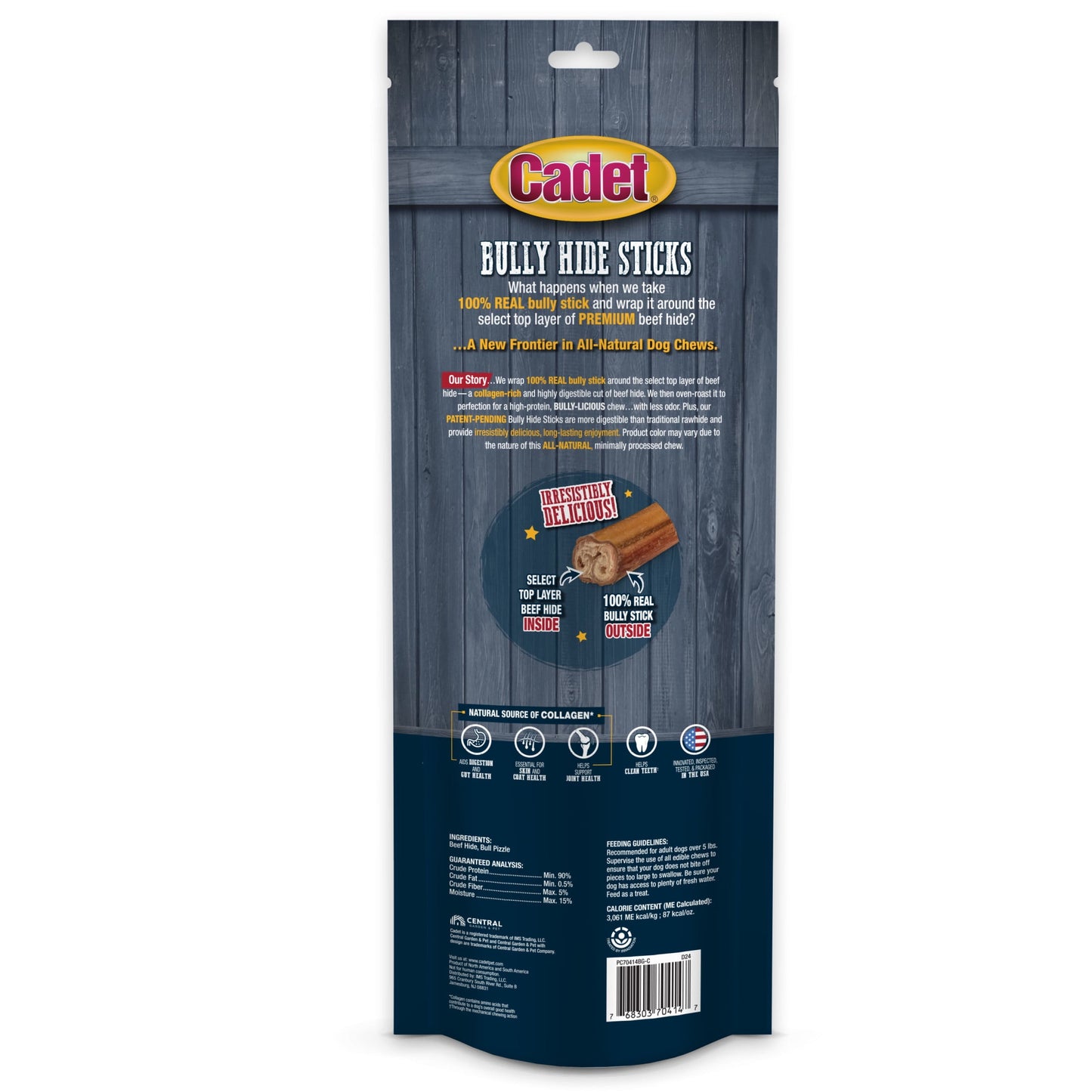 Cadet Bully Hide Sticks All-Natural Dog Chews Large Bully Stick Large (4 Count)