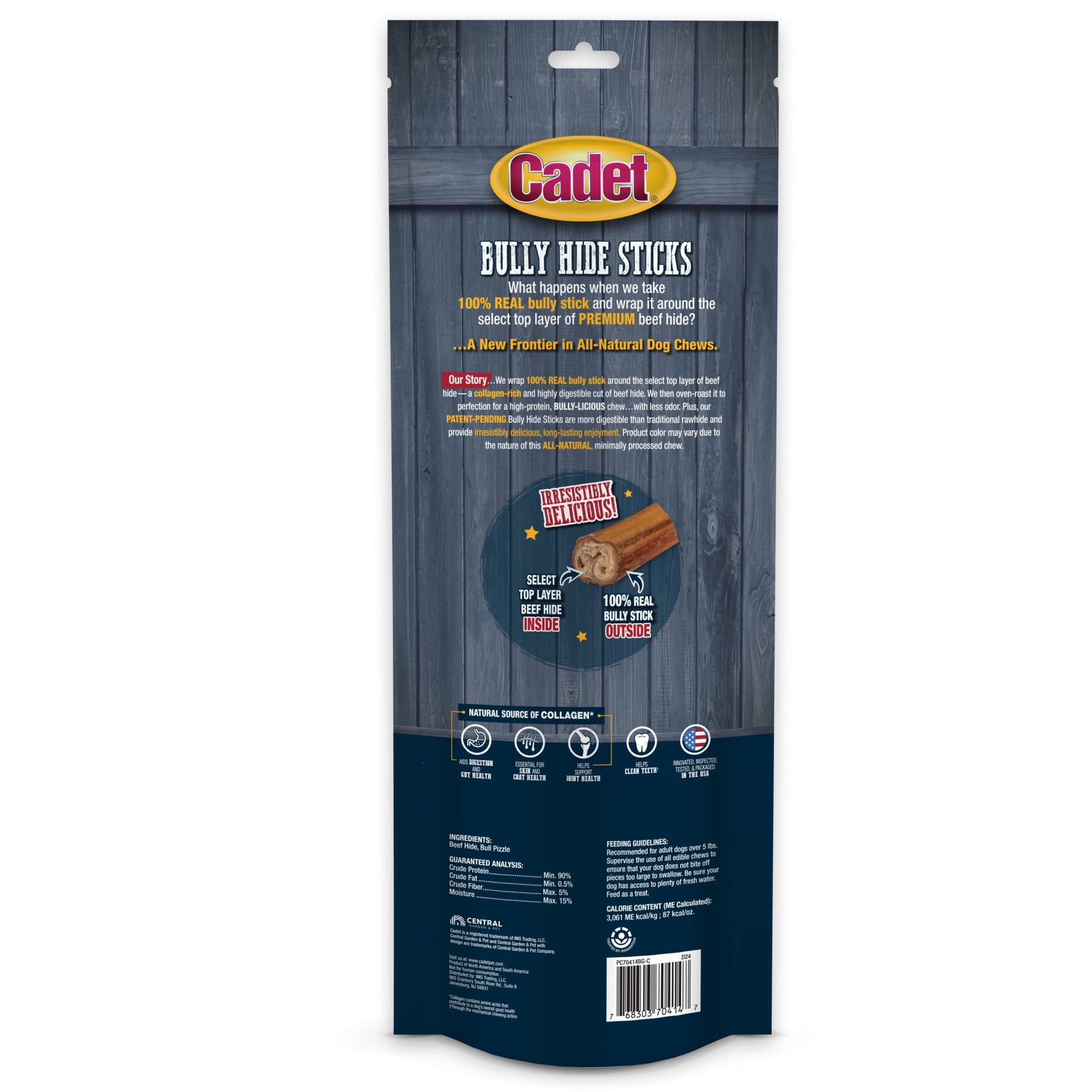 Cadet Bully Hide Sticks All-Natural Dog Chews Large Bully Stick Large (4 Count)