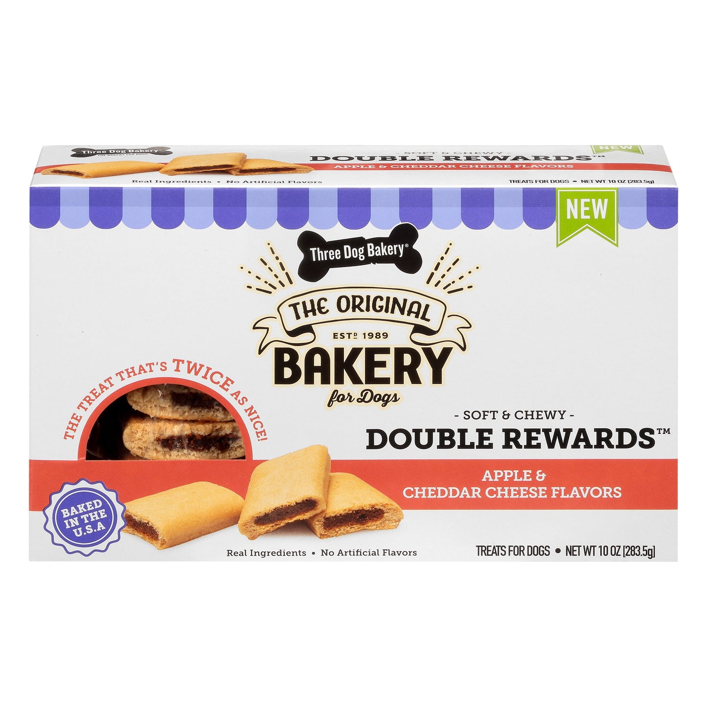 Three Dog Bakery Double Rewards Apple & Cheese Soft Chewy Dog Treats, 10oz