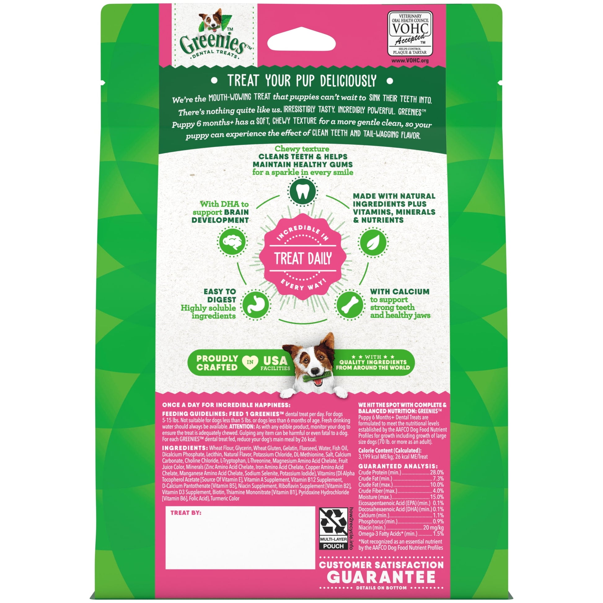 Greenies Puppy Teenie Size Natural Dental Dog Treats, 12 Oz Pack (43 Treats)