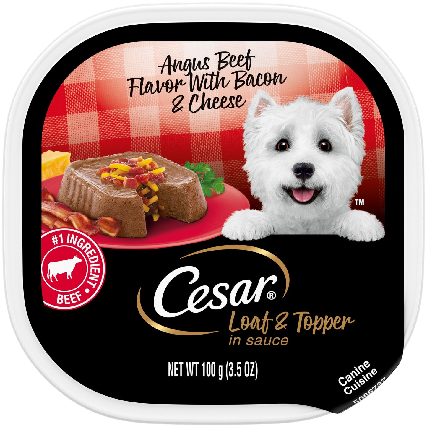 (4 pack) Cesar Loaf And Topper Angus Beef With Bacon And Cheese Wet Dog Food, 3.5 Oz Tray