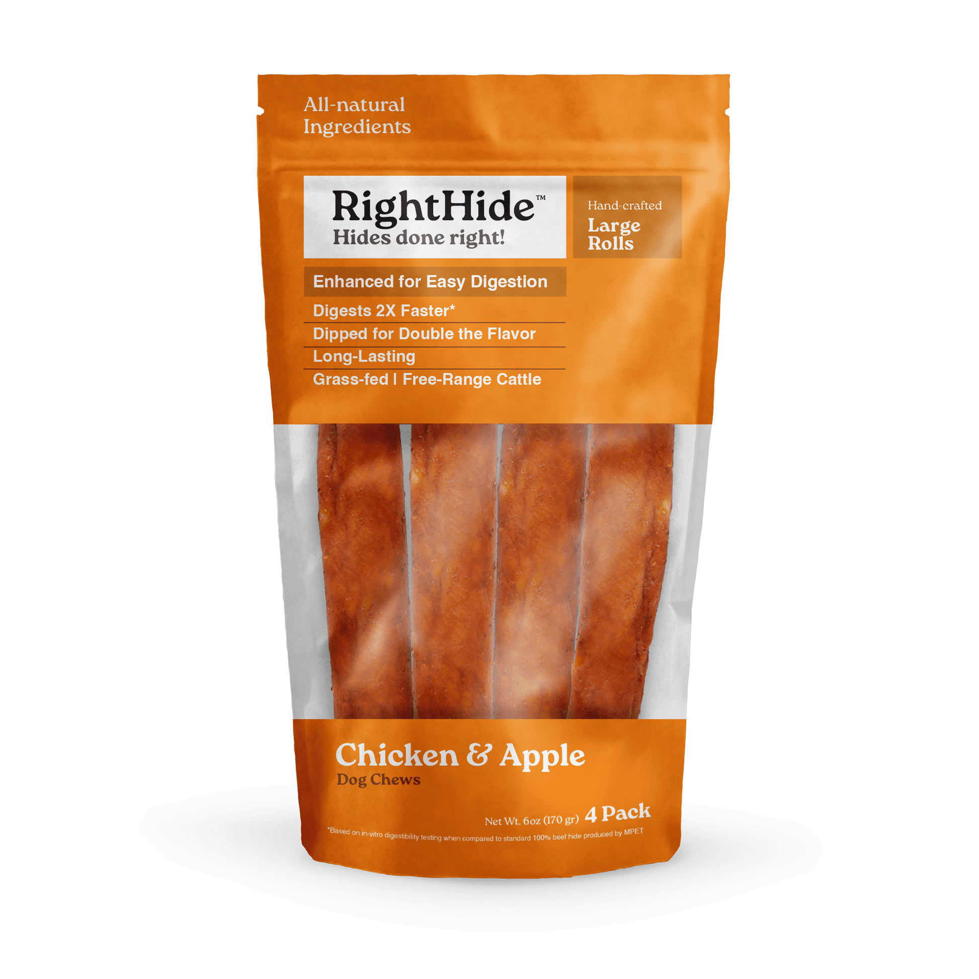 RightHide Large Rolls,Chicken & Apple, 4PC