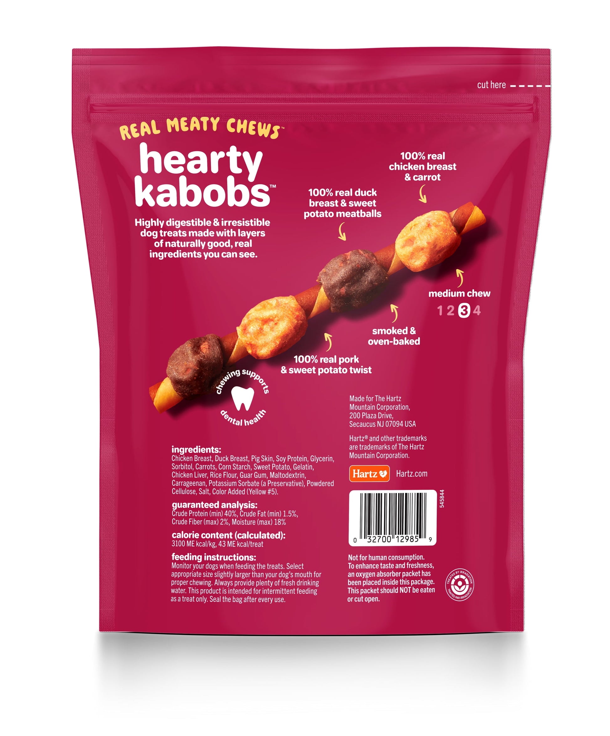 Hartz Oinkies Meathouse 'n' Veg Hearty Kabobs Dog Treats, 8.8 oz (18 Count)