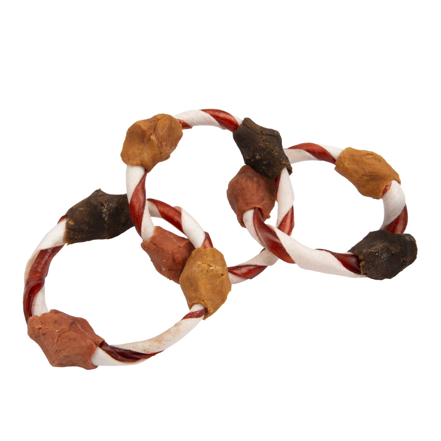 Good ’n’ Fun Triple Flavor Play-Tug-Chew Rings, Rawhide Chew for All Dogs, 4 Count