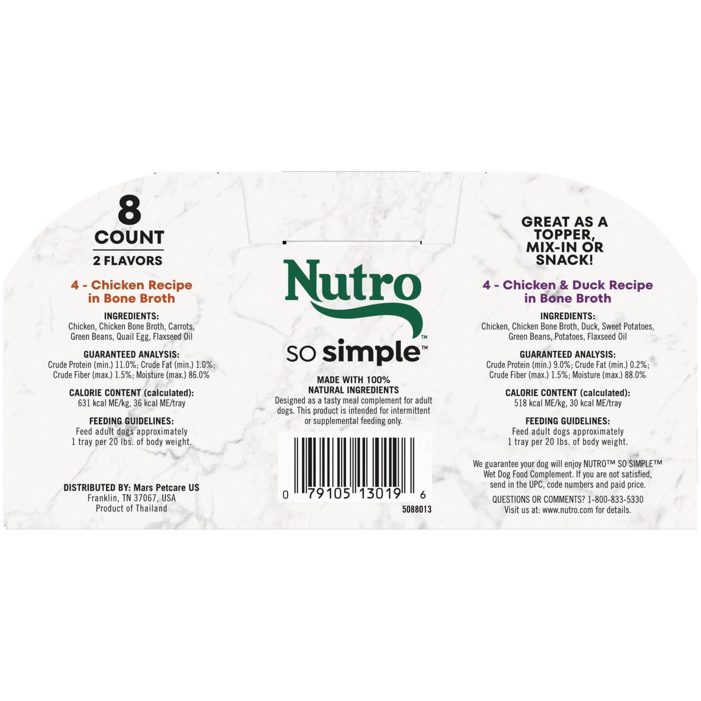 Nutro So Simple Chicken And Chicken & Duck Recipes Wet Dog Food, 2 Oz Trays, Variety Pack Of 8