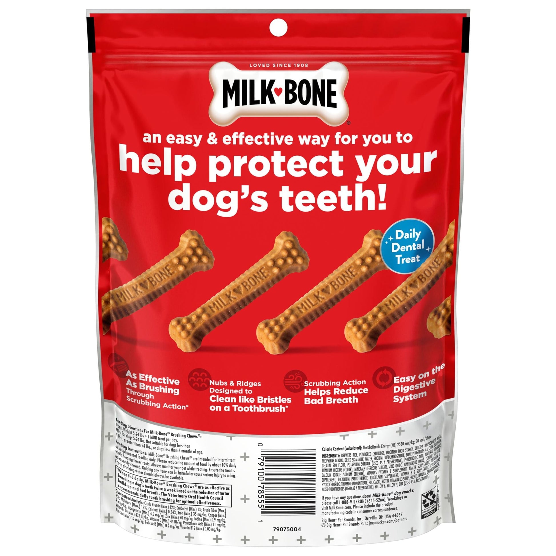 Milk Bone Brushing Chews Daily Dental Dog Treats, Mini, 7.1 oz Bag, 18 Bones Per Bag